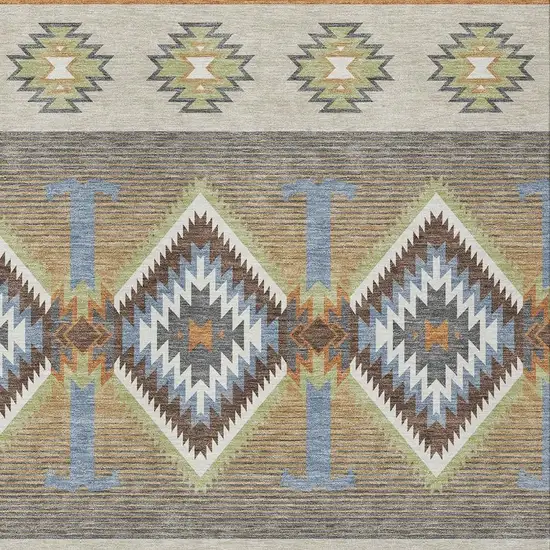 Chocolate And Copper Southwestern Washable Indoor Outdoor Area Rug Photo 2