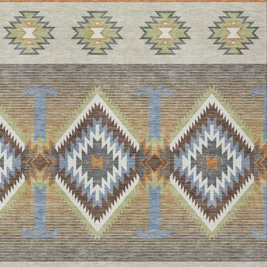 Chocolate And Copper Southwestern Washable Indoor Outdoor Area Rug Photo 2