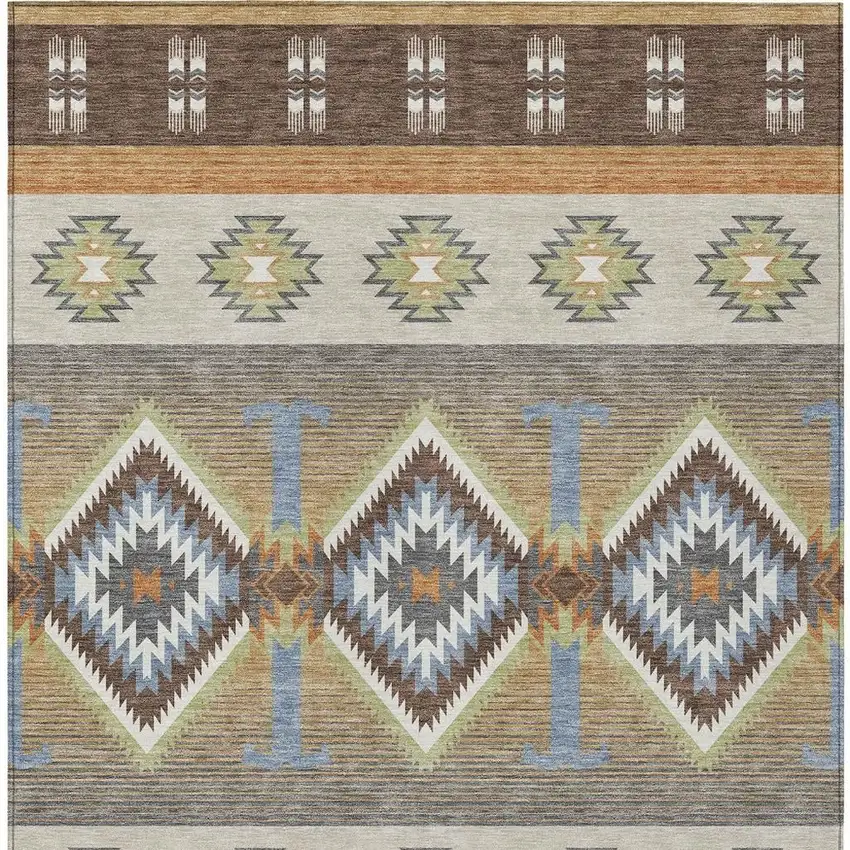 Chocolate And Copper Southwestern Washable Indoor Outdoor Area Rug Photo 3