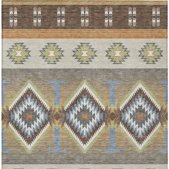 Chocolate And Copper Southwestern Washable Indoor Outdoor Area Rug Photo 3