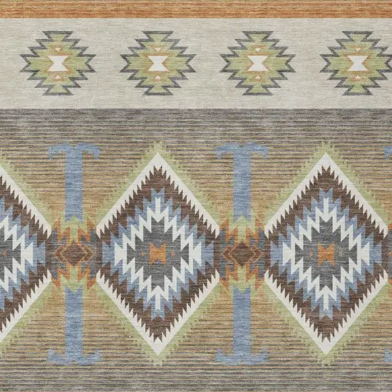 Chocolate And Copper Southwestern Washable Indoor Outdoor Area Rug Photo 2