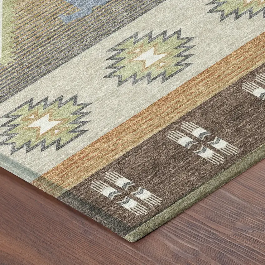 Chocolate And Copper Southwestern Washable Indoor Outdoor Area Rug Photo 8