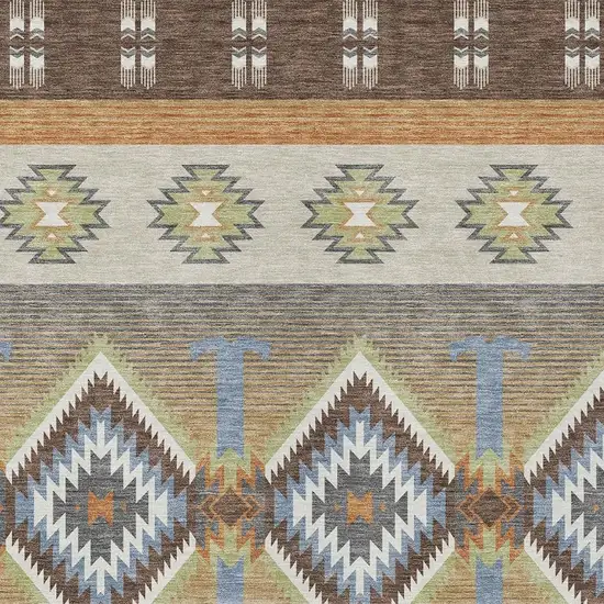 Chocolate And Copper Southwestern Washable Indoor Outdoor Area Rug Photo 2