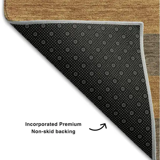 Chocolate And Copper Striped Washable Area Rug With UV Protection Photo 8