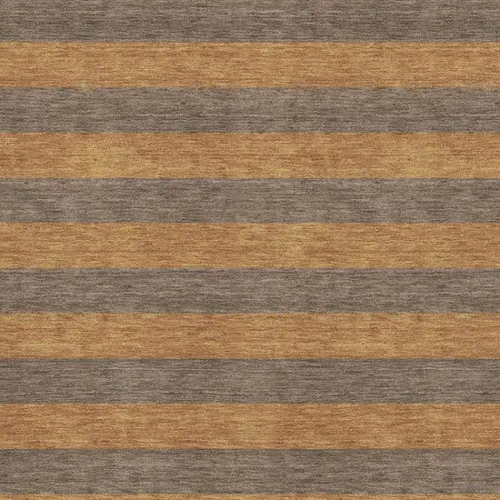 Chocolate And Copper Striped Washable Area Rug With UV Protection Photo 3