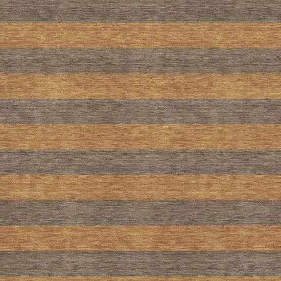 Chocolate And Copper Striped Washable Area Rug With UV Protection Photo 3