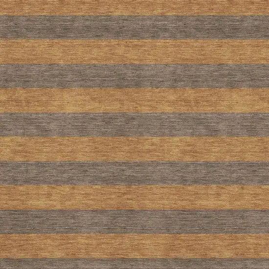 Chocolate And Copper Striped Washable Area Rug With UV Protection Photo 3