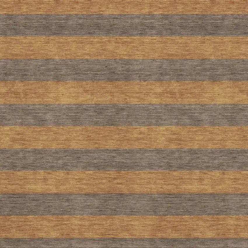Chocolate And Copper Striped Washable Area Rug With UV Protection Photo 3