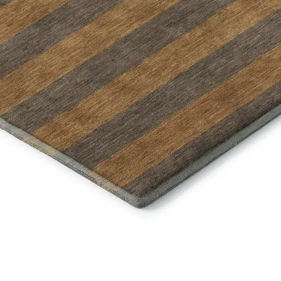 Chocolate And Copper Striped Washable Area Rug With UV Protection Photo 9