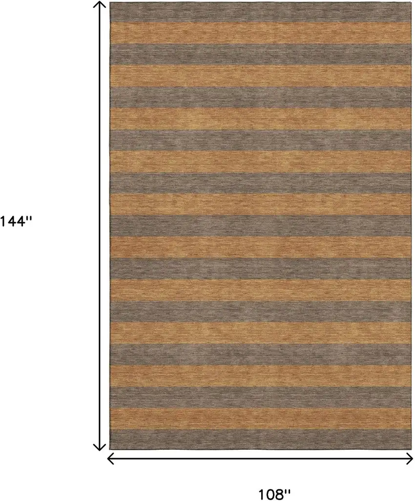Chocolate And Copper Striped Washable Area Rug With UV Protection Photo 6
