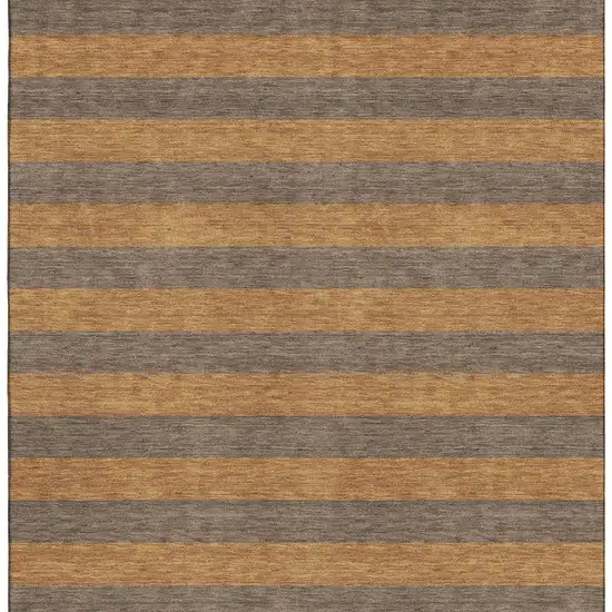 Chocolate And Copper Striped Washable Area Rug With UV Protection Photo 1