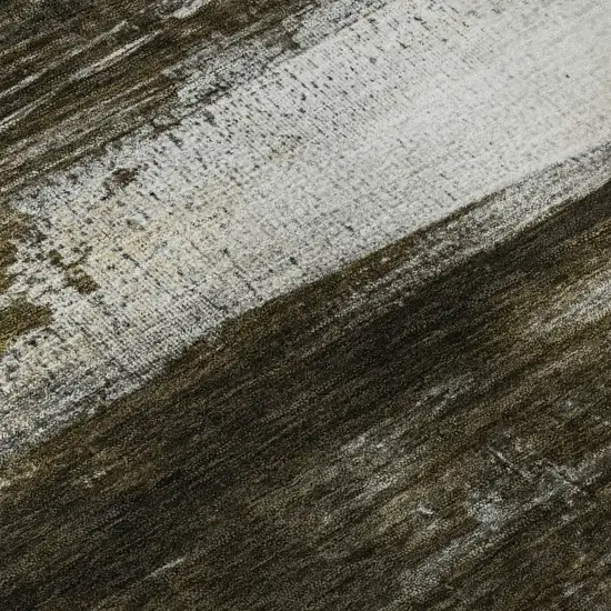 Chocolate And Gold Abstract Washable Area Rug With UV Protection Photo 8