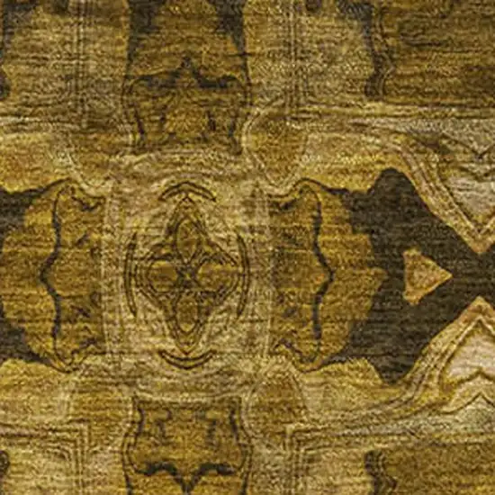 Chocolate And Gold Floral Medallion Washable Area Rug With UV Protection Photo 3