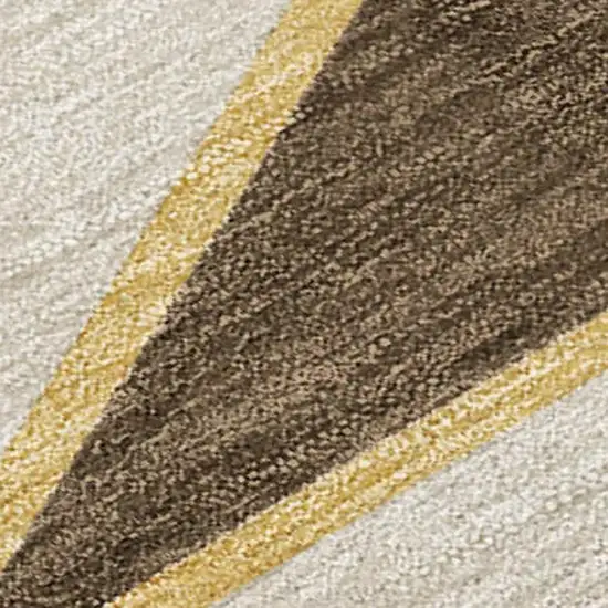 Chocolate And Gold Geometric Washable Indoor Outdoor Area Rug Photo 2