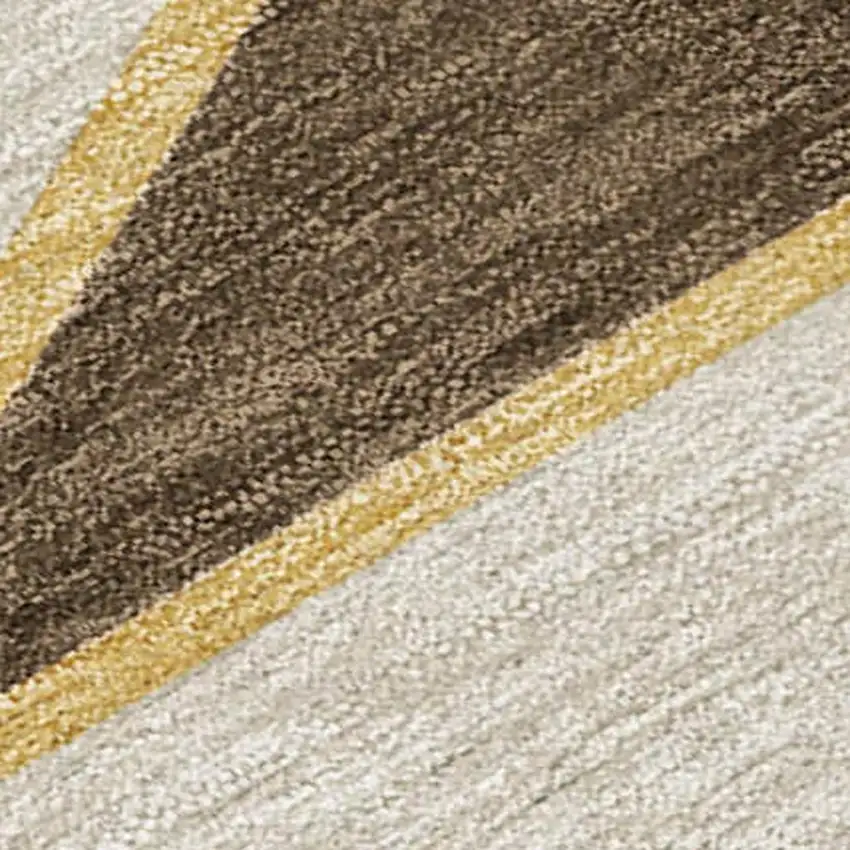 Chocolate And Gold Geometric Washable Indoor Outdoor Area Rug Photo 4