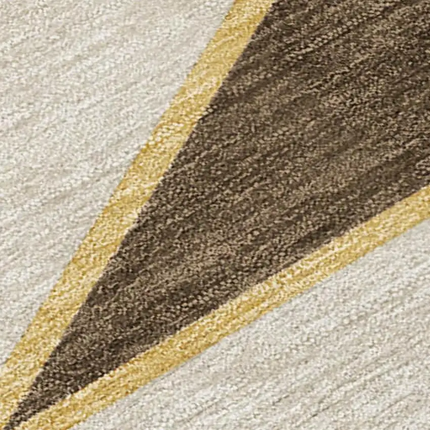 Chocolate And Gold Geometric Washable Indoor Outdoor Area Rug Photo 4