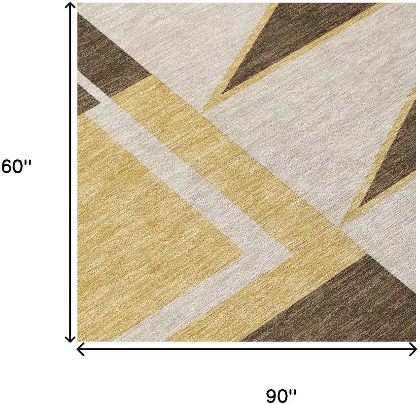 Chocolate And Gold Geometric Washable Indoor Outdoor Area Rug Photo 7
