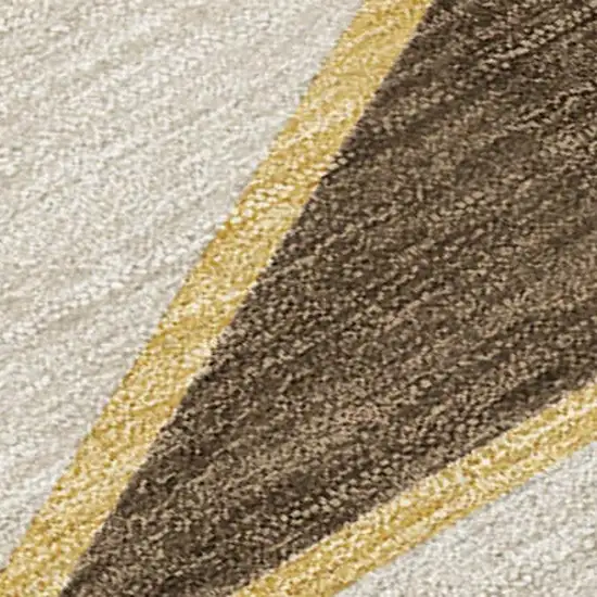 Chocolate And Gold Geometric Washable Indoor Outdoor Area Rug Photo 2