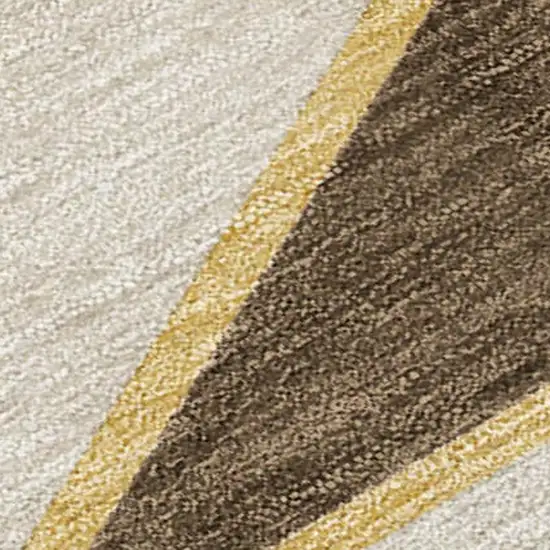 Chocolate And Gold Geometric Washable Indoor Outdoor Area Rug Photo 4
