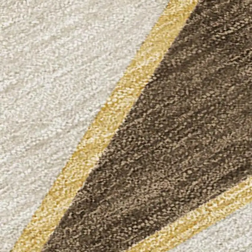 Chocolate And Gold Geometric Washable Indoor Outdoor Area Rug Photo 4