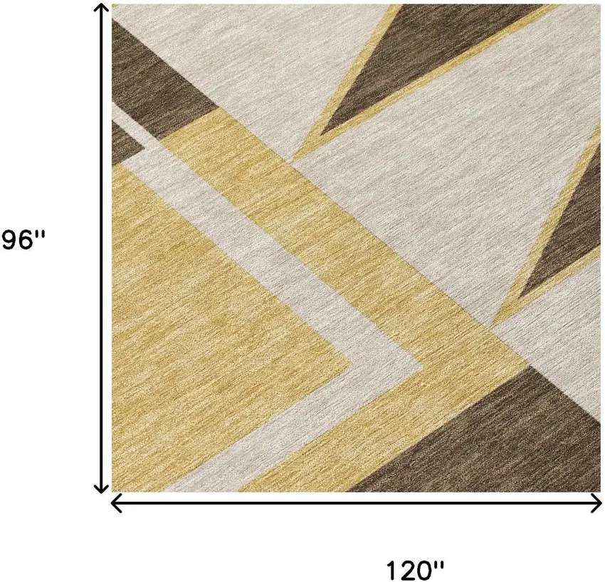 Chocolate And Gold Geometric Washable Indoor Outdoor Area Rug Photo 8