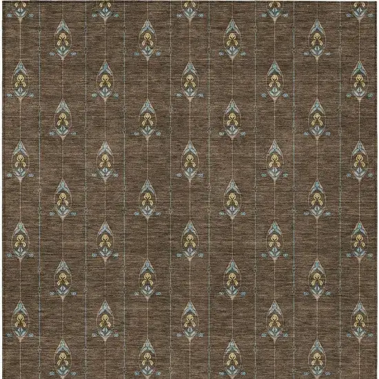 Chocolate And Gold Geometric Washable Indoor Outdoor Area Rug Photo 4