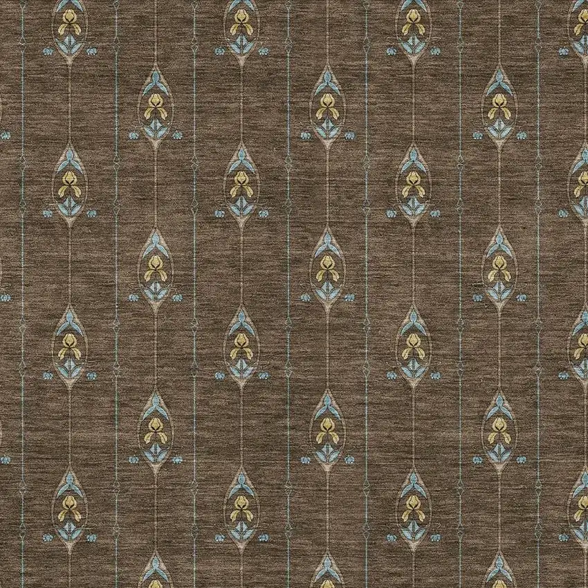 Chocolate And Gold Geometric Washable Indoor Outdoor Area Rug Photo 5