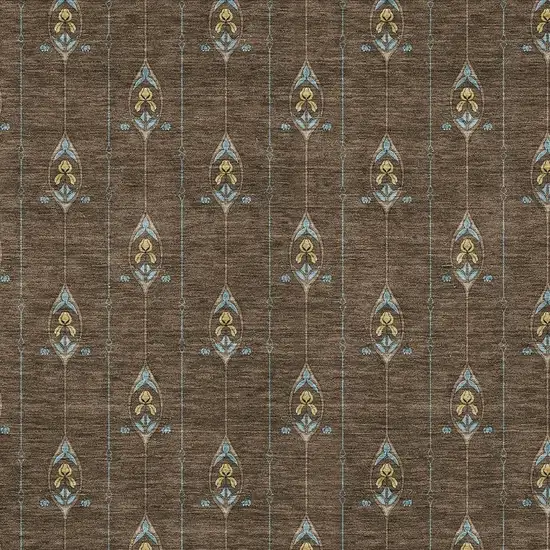 Chocolate And Gold Geometric Washable Indoor Outdoor Area Rug Photo 5