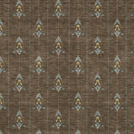 Chocolate And Gold Geometric Washable Indoor Outdoor Area Rug Photo 3