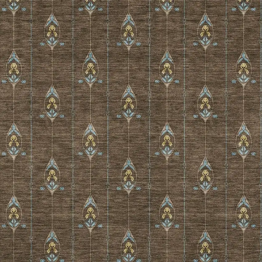Chocolate And Gold Geometric Washable Indoor Outdoor Area Rug Photo 3