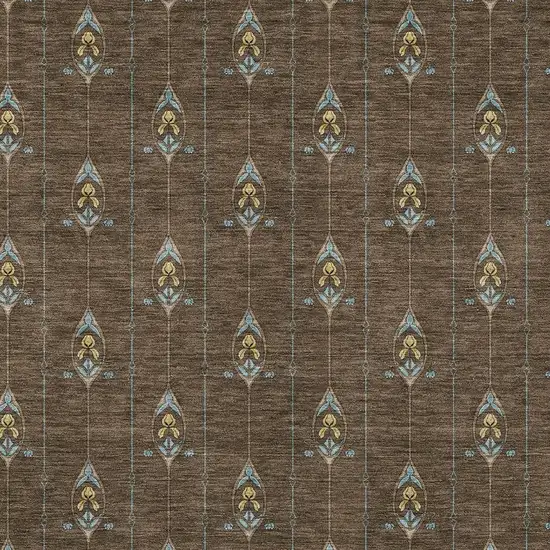 Chocolate And Gold Geometric Washable Indoor Outdoor Area Rug Photo 5