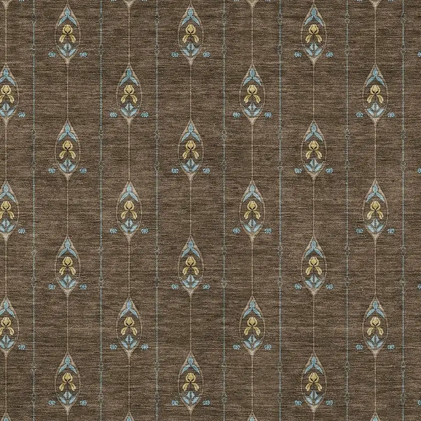 Chocolate And Gold Geometric Washable Indoor Outdoor Area Rug Photo 5