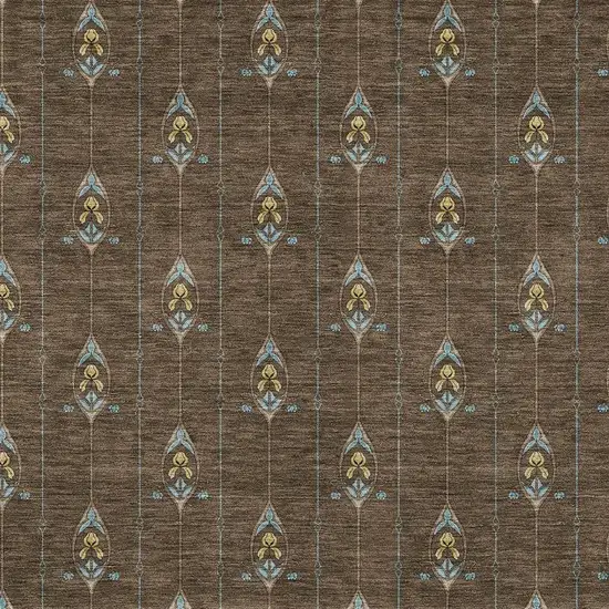 Chocolate And Gold Geometric Washable Indoor Outdoor Area Rug Photo 3