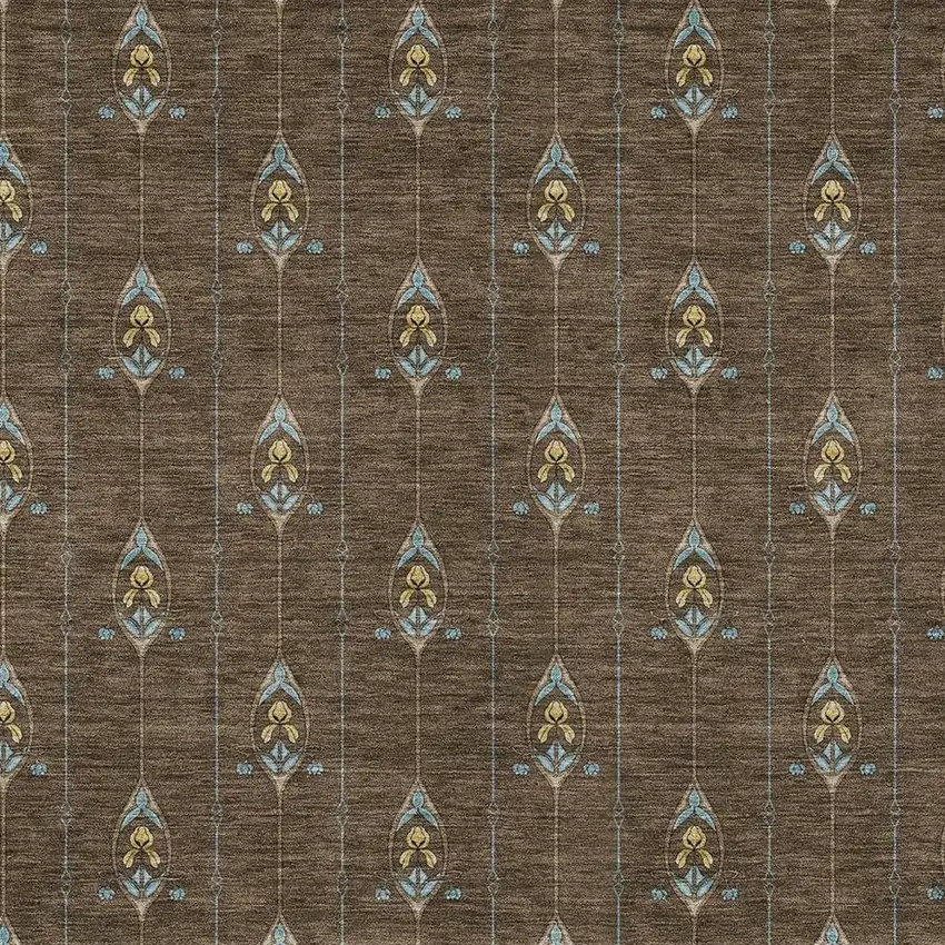 Chocolate And Gold Geometric Washable Indoor Outdoor Area Rug Photo 3