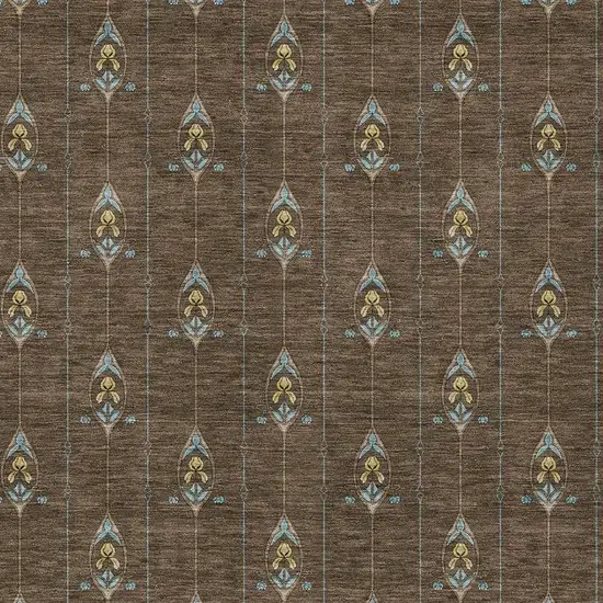 Chocolate And Gold Geometric Washable Indoor Outdoor Area Rug Photo 5