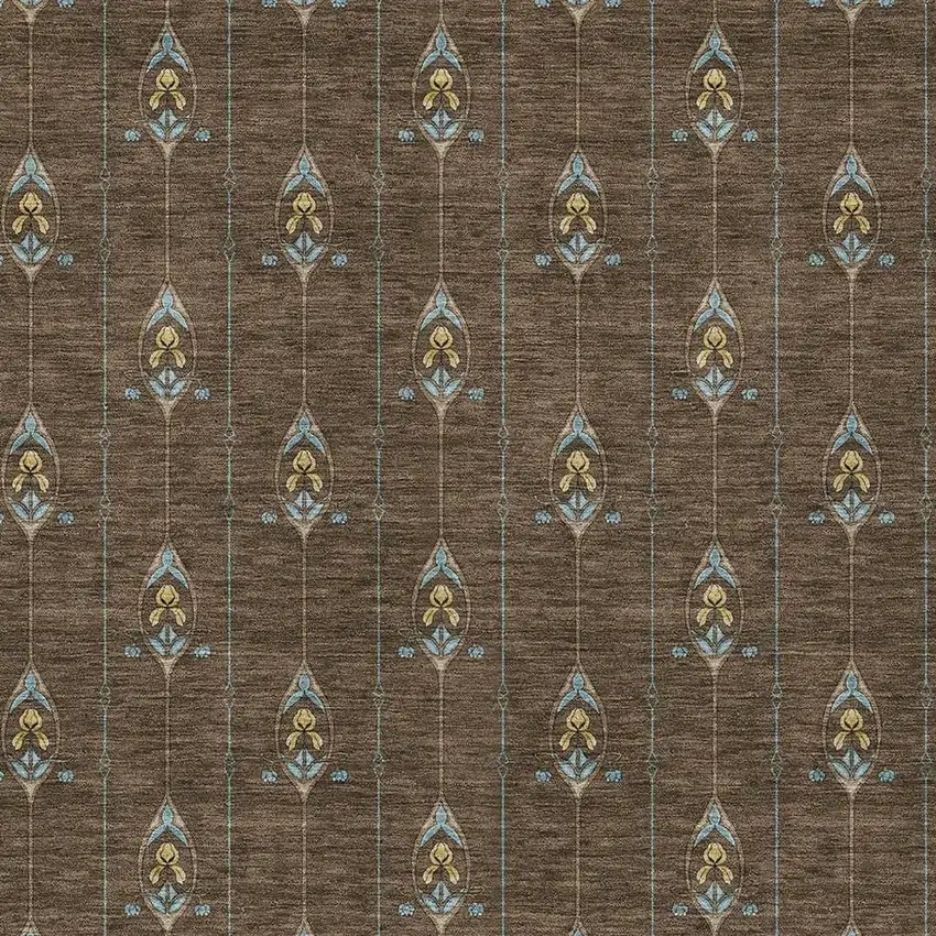 Chocolate And Gold Geometric Washable Indoor Outdoor Area Rug Photo 5