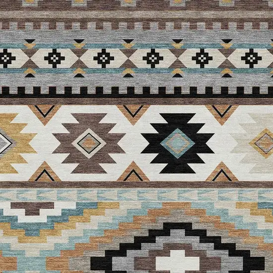 Chocolate And Gold Southwestern Washable Indoor Outdoor Area Rug Photo 2