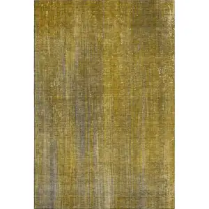 Photo of Chocolate And Gold Striped Washable Area Rug With UV Protection