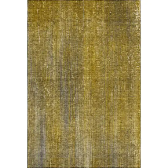 Chocolate And Gold Striped Washable Area Rug With UV Protection Photo 1