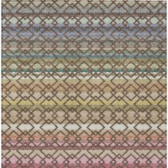 Chocolate And Gold Striped Washable Indoor Outdoor Area Rug Photo 4