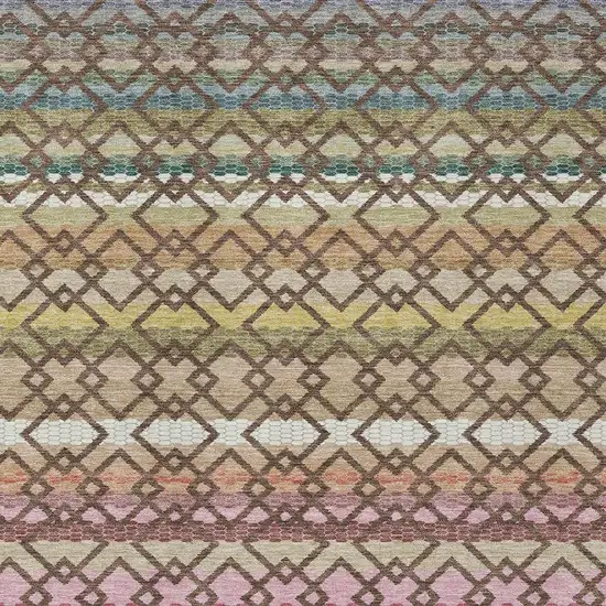Chocolate And Gold Striped Washable Indoor Outdoor Area Rug Photo 3