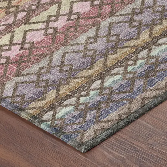 Chocolate And Gold Striped Washable Indoor Outdoor Area Rug Photo 5