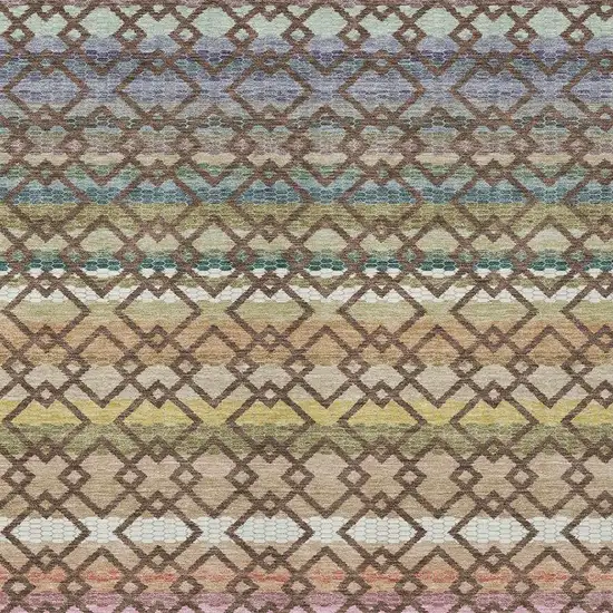 Chocolate And Gold Striped Washable Indoor Outdoor Area Rug Photo 3
