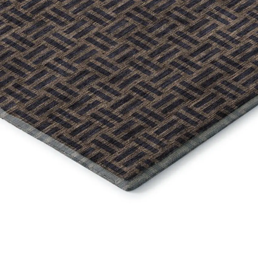 Chocolate And Gray Abstract Geometric Washable Area Rug With UV Protection Photo 9