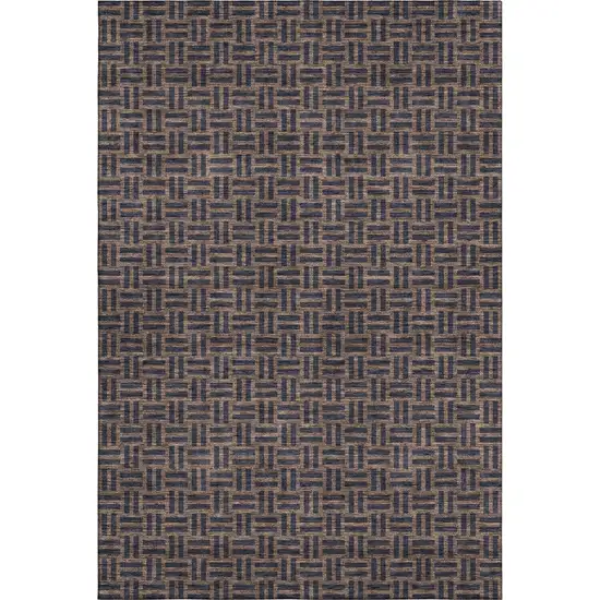 Chocolate And Gray Abstract Geometric Washable Area Rug With UV Protection Photo 1