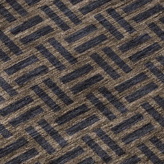 Chocolate And Gray Abstract Geometric Washable Area Rug With UV Protection Photo 9