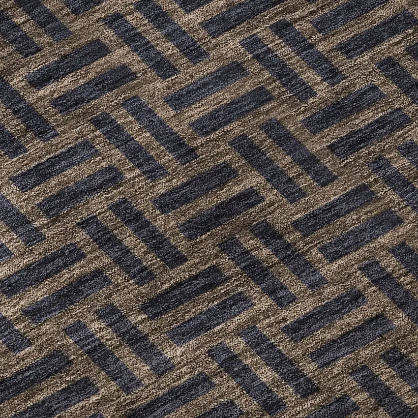 Chocolate And Gray Abstract Geometric Washable Area Rug With UV Protection Photo 9