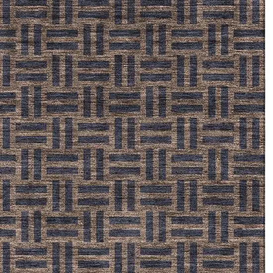 Chocolate And Gray Abstract Geometric Washable Area Rug With UV Protection Photo 3