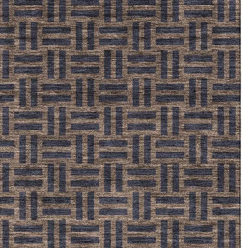 Chocolate And Gray Abstract Geometric Washable Area Rug With UV Protection Photo 3