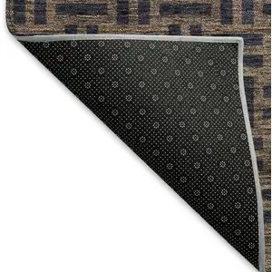 Photo of Chocolate And Gray Abstract Geometric Washable Area Rug With UV Protection